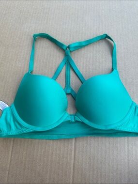 Victoria Secret Green Front Closure Push-Up Strappy Back Bra